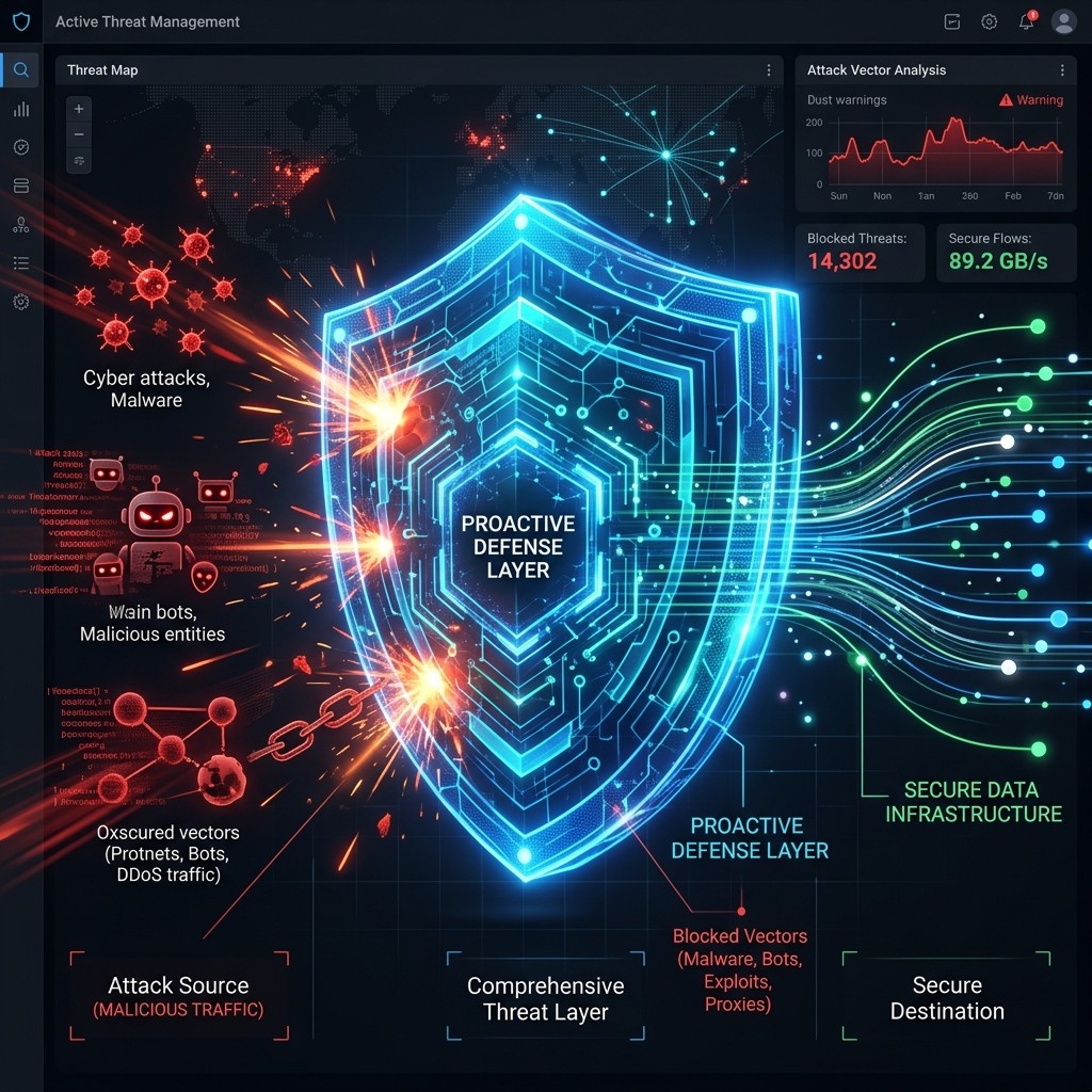 Comprehensive threat intelligence abstract visualization