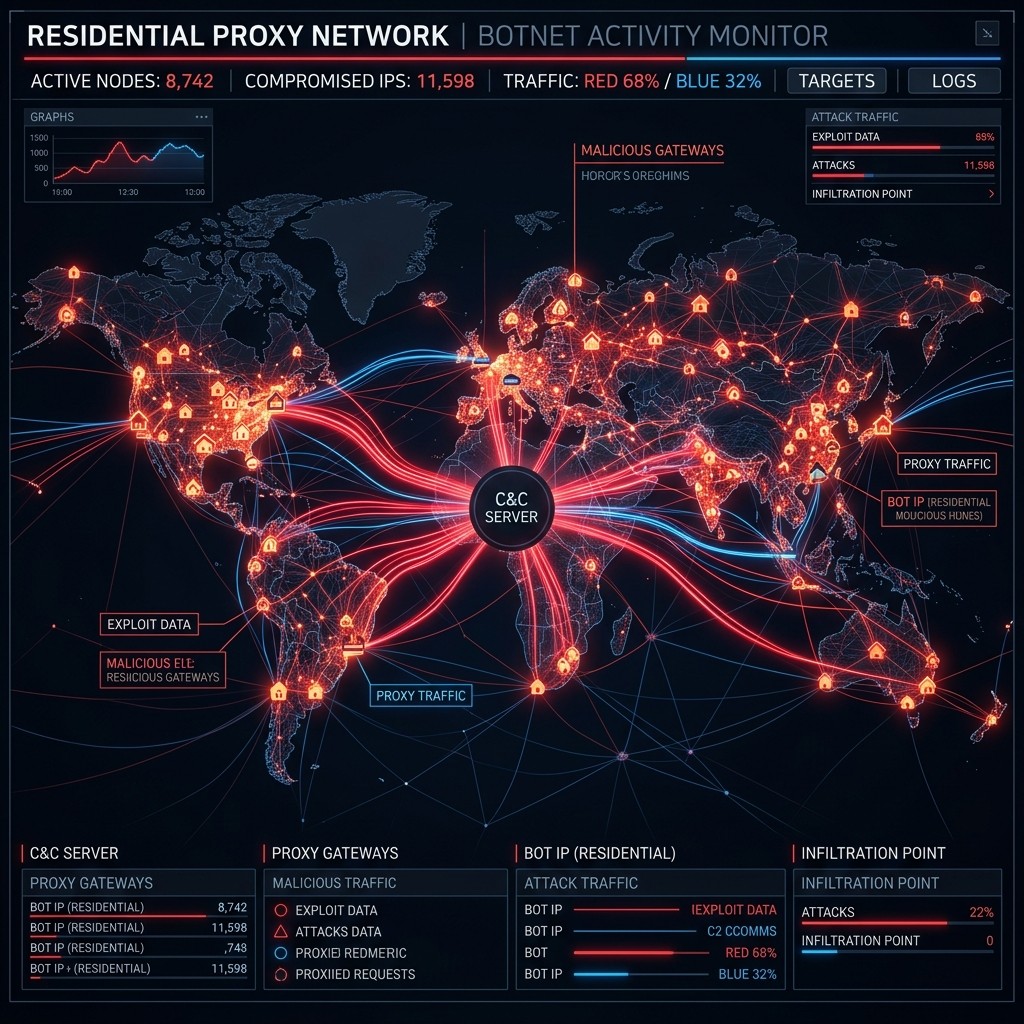 Residential proxy intelligence abstract visualization